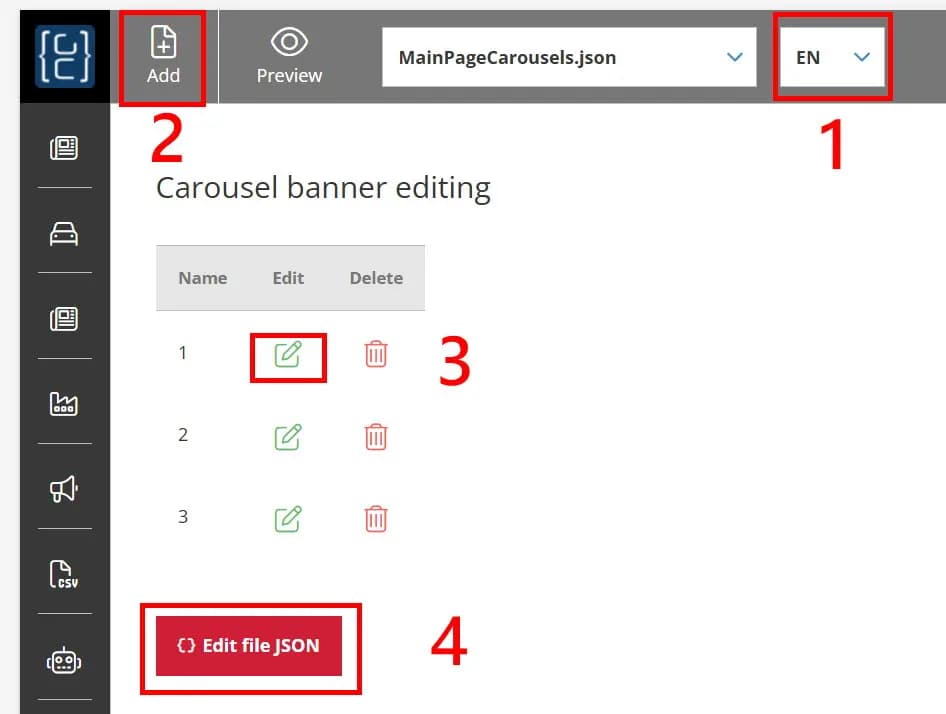 Banner management tab