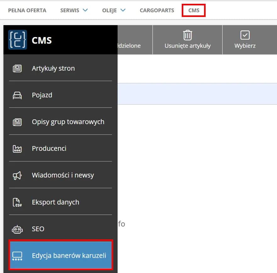 Edycja banerów w CMS