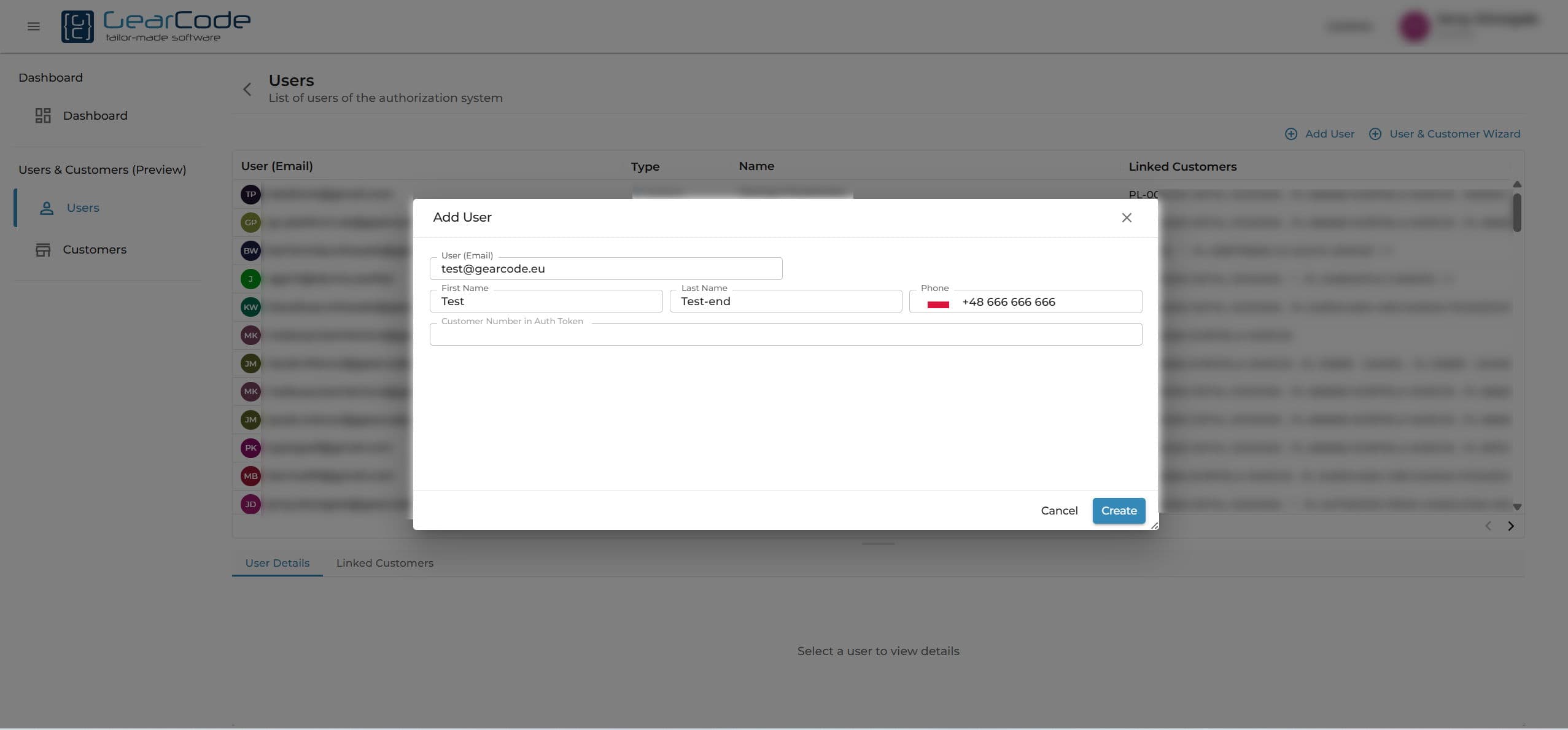 Manual Add User form