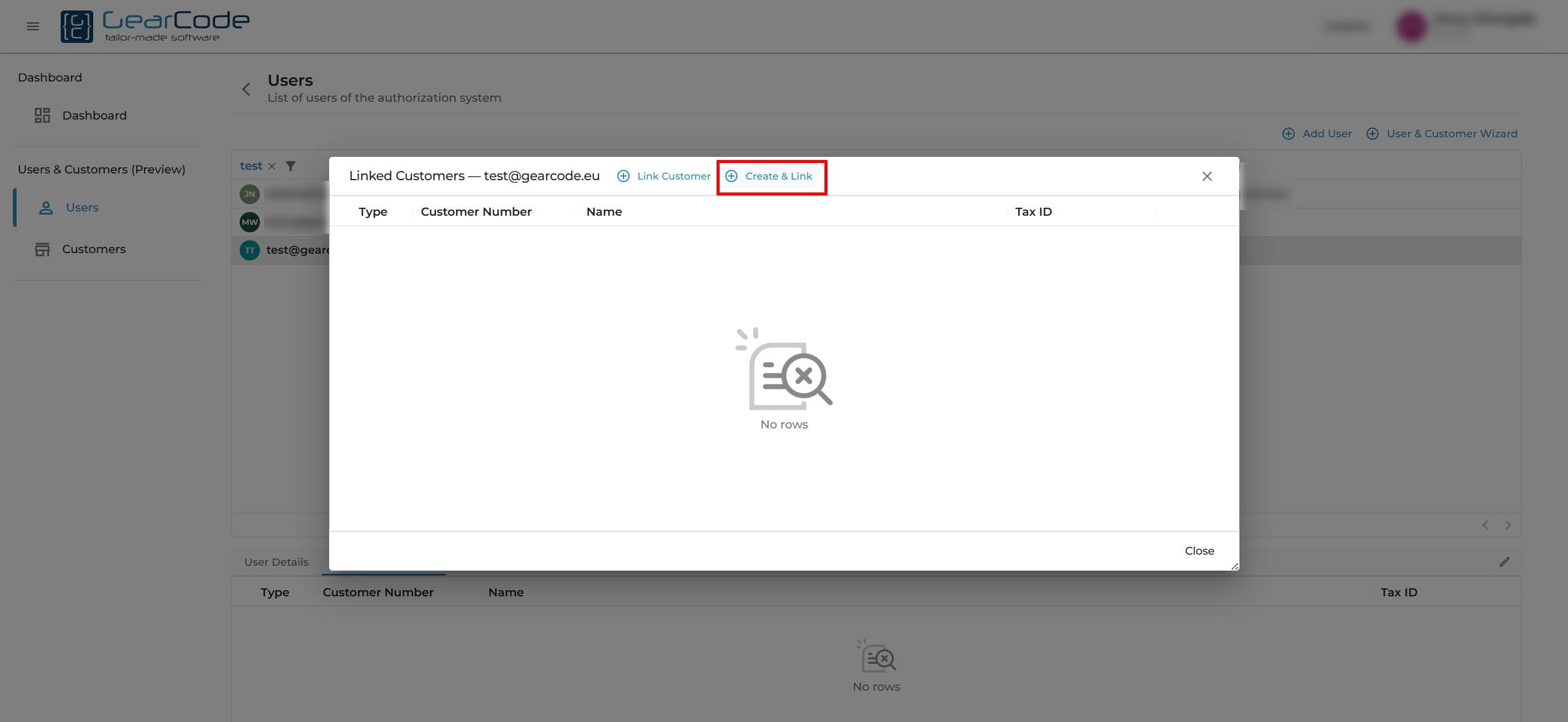 Pasek Link Customer / Create & Link