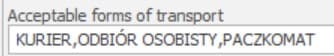 Delivery attributes in parameters