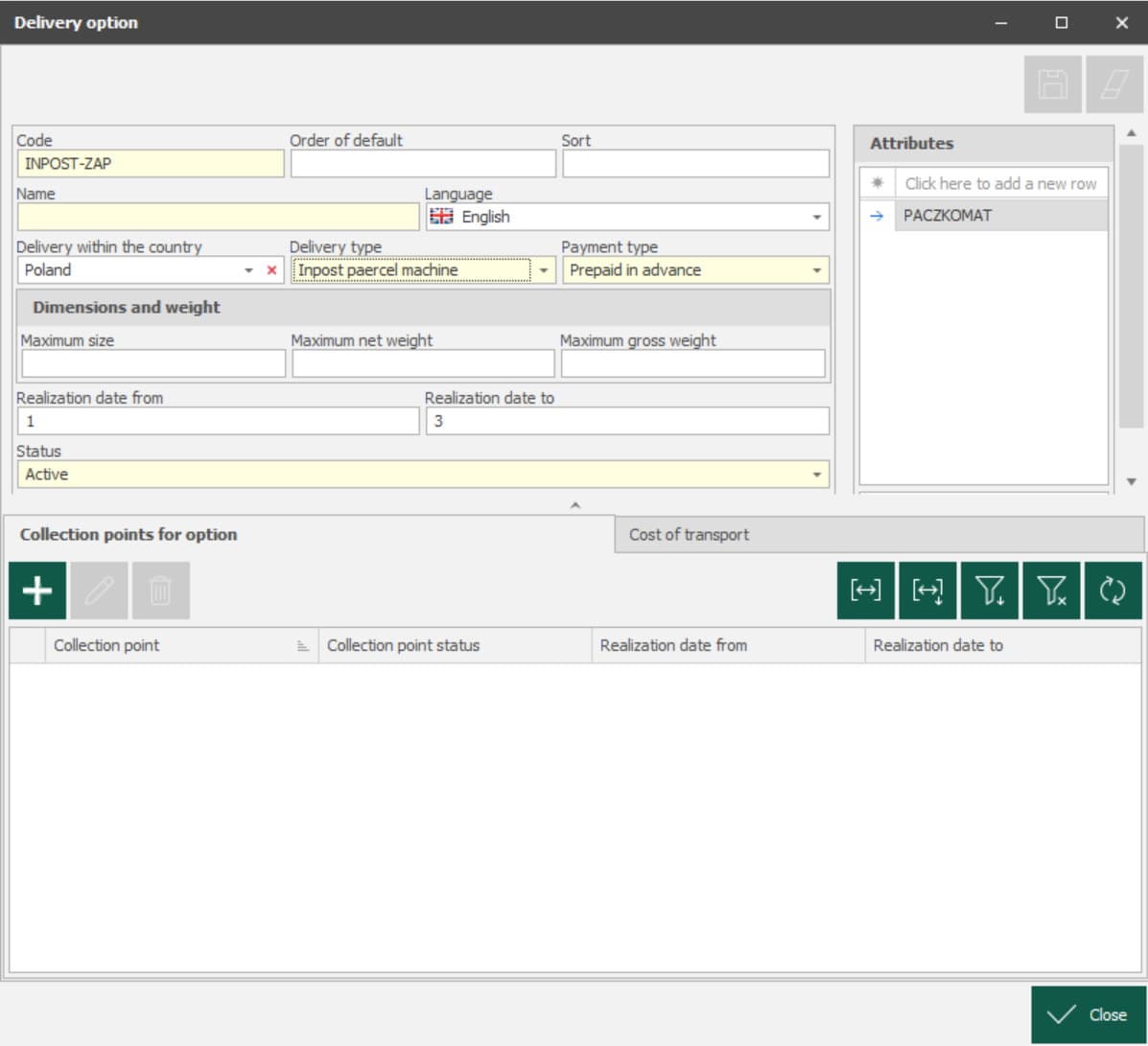 Delivery type attributes