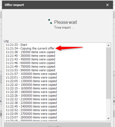 Import/export progress