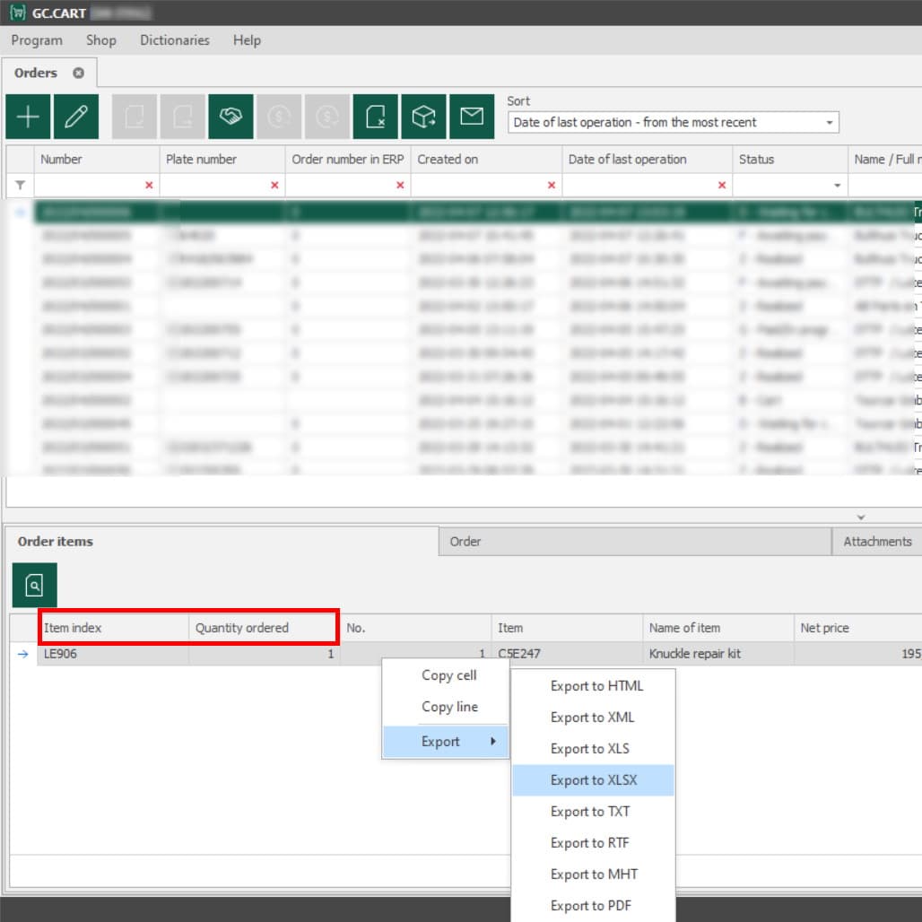 Export to xlsx