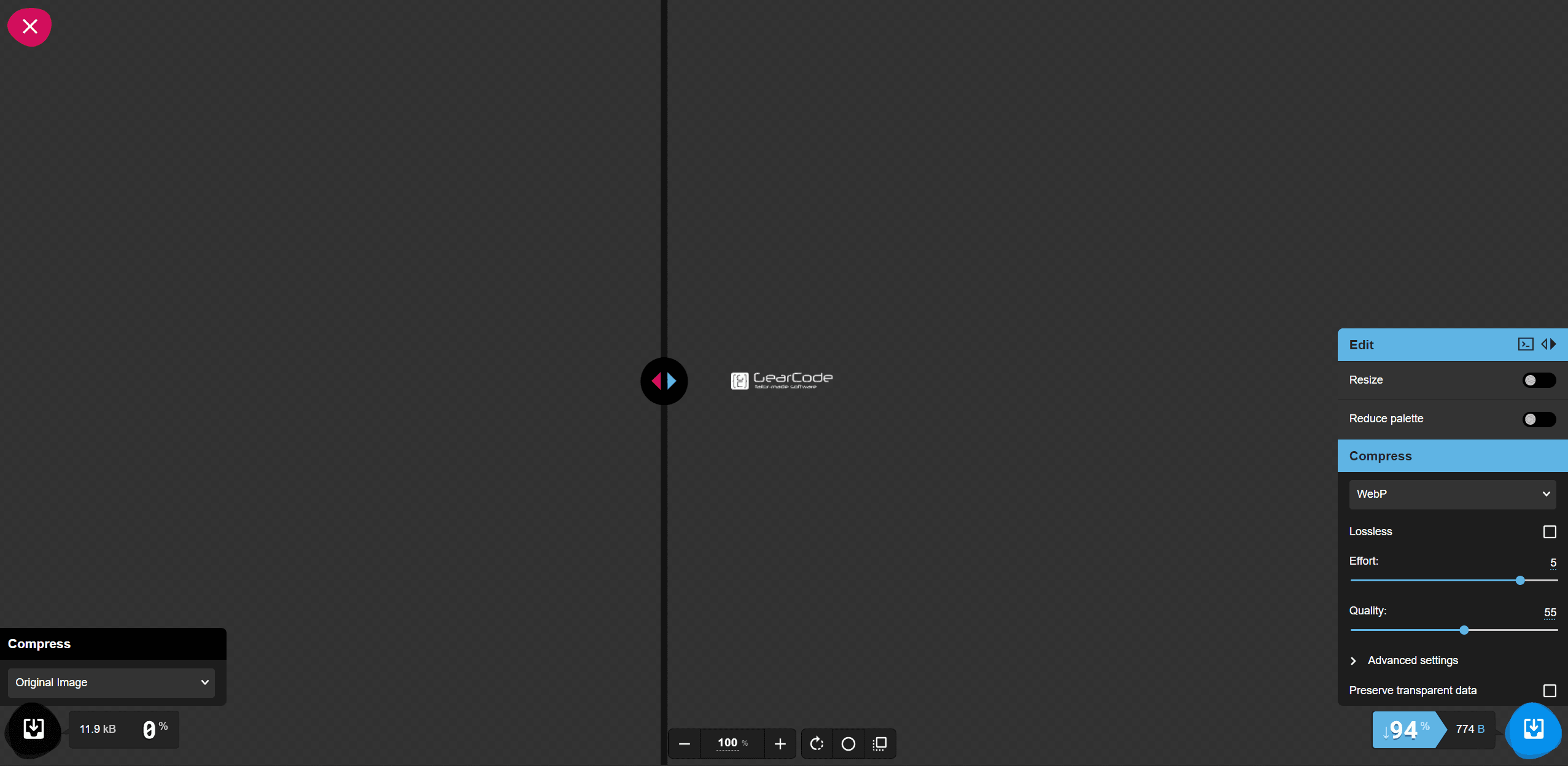 Konwersja do WebP w squoosh