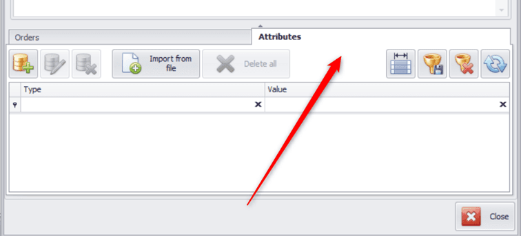 Attributes tab