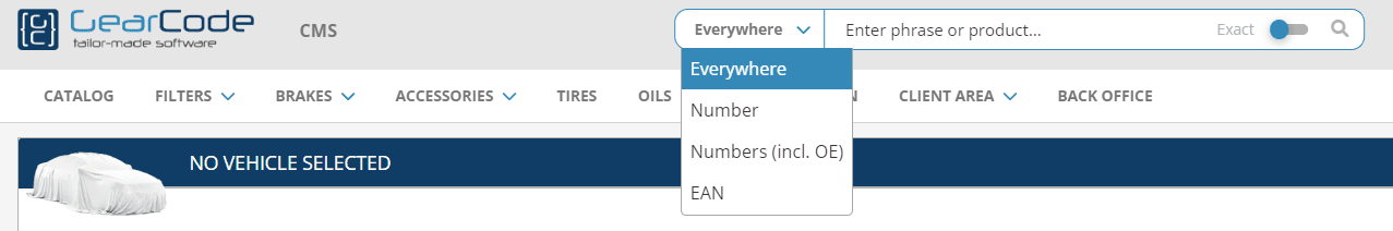 Search restriction options
