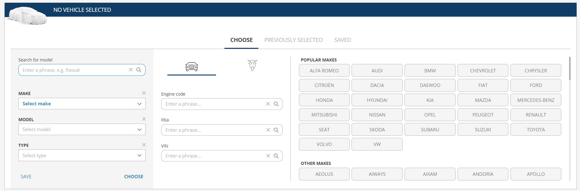 Vehicle selection methods