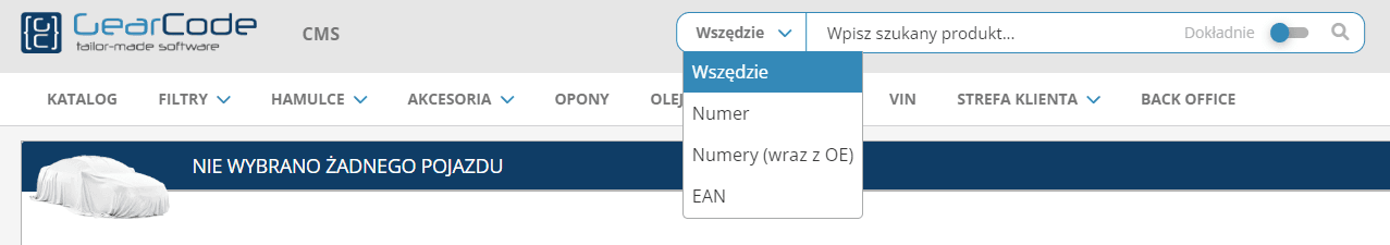 Opcje ograniczania wyszukiwania