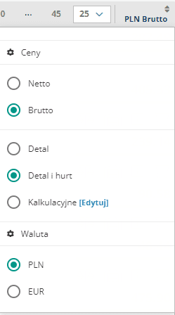 Opcja cen kalkulacyjnych