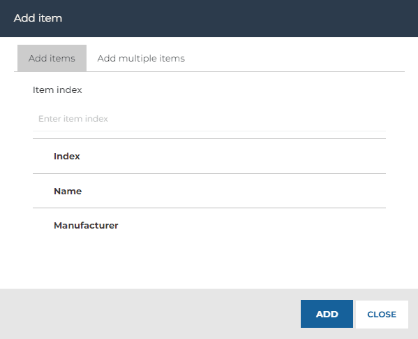Add products window