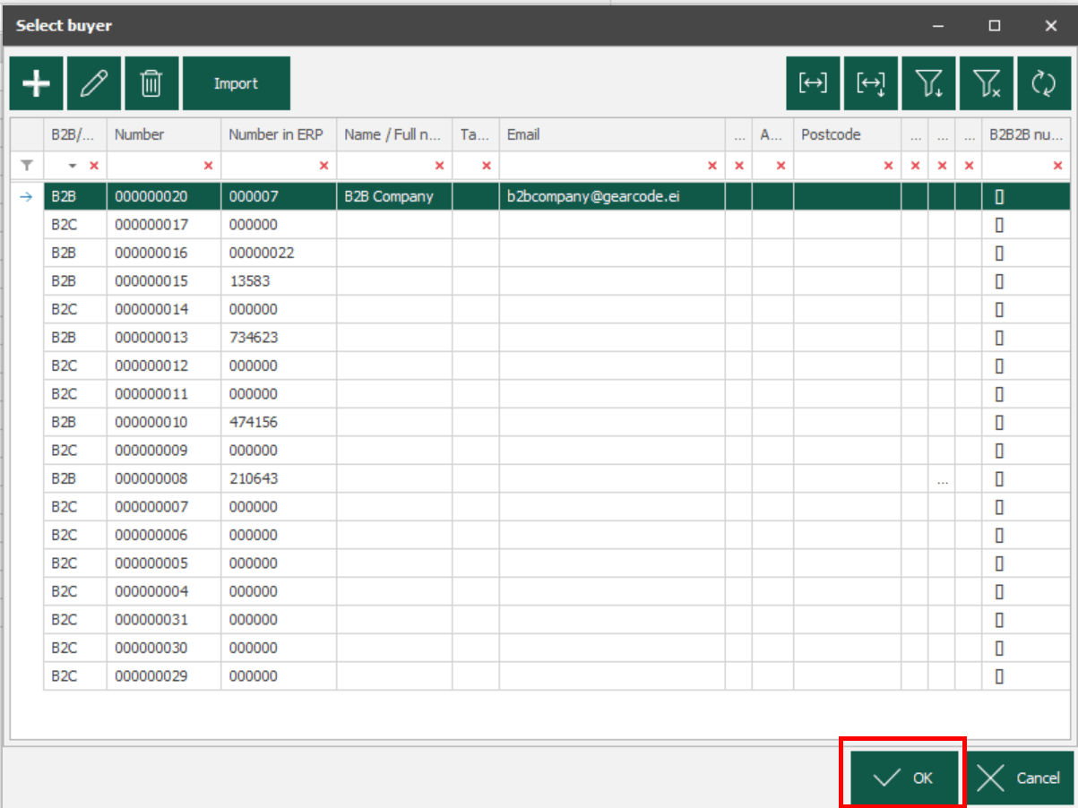 Selecting the buyer for the user