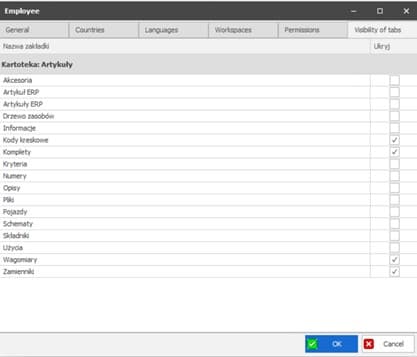 Tab visibility settings