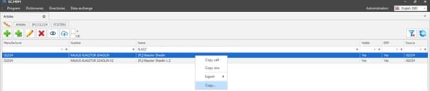 Copy article menu