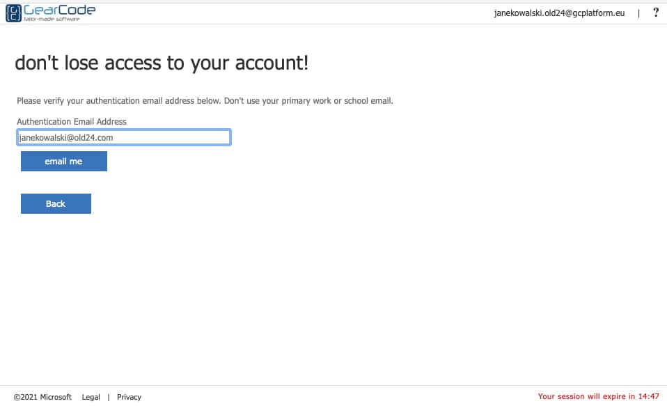 Choose email verification method